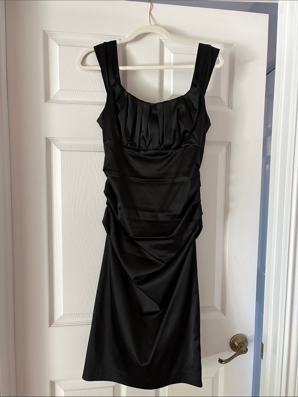 Suzi Chin for Maggy Boutique Black Pleated Bodice Midi Dress